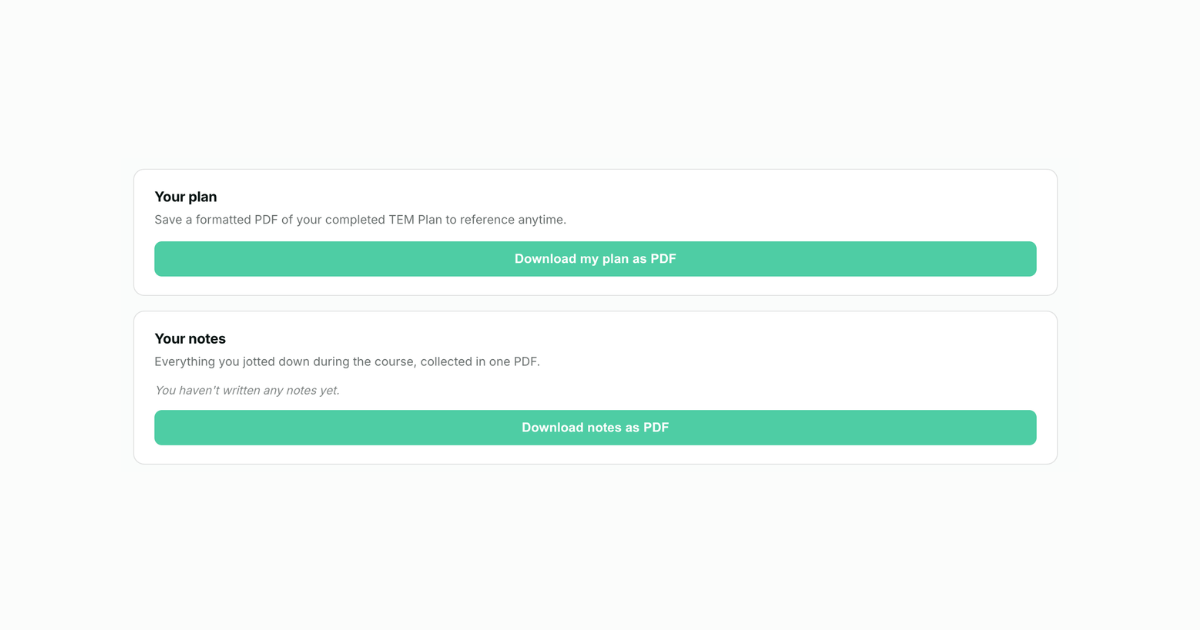 Download your plan and notes as a PDF