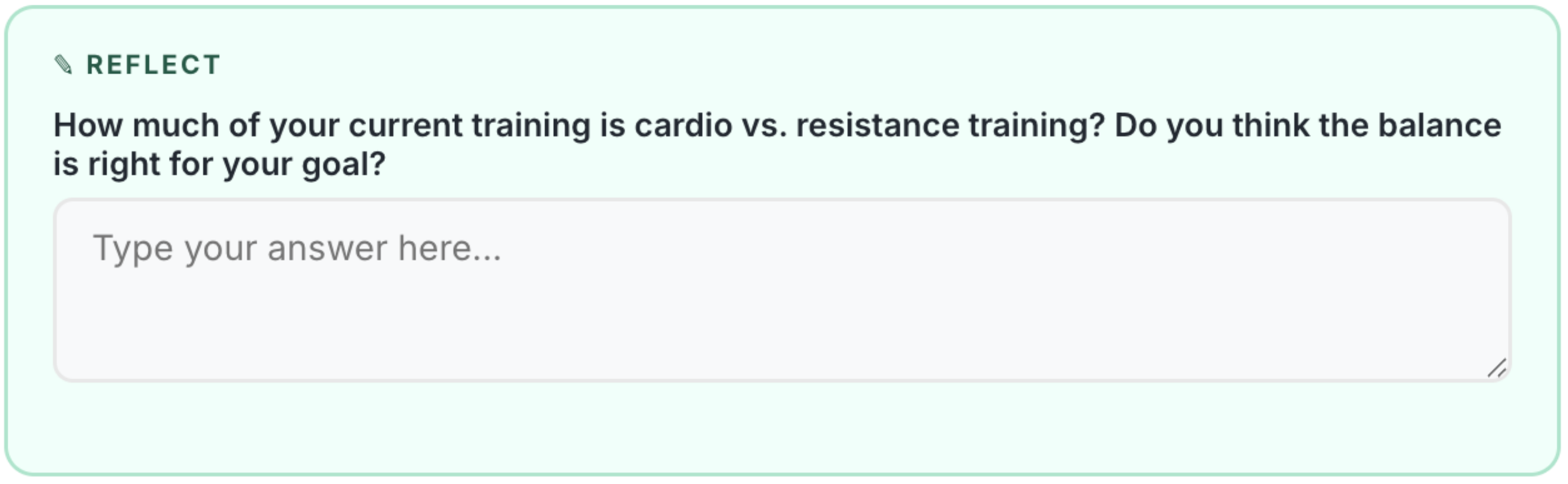 A quick check question and reflection prompts that tie each lesson to your own training